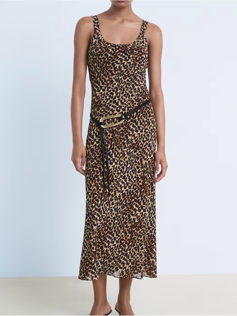 Mango Leopard Print Maxi Dress in Brown and Black - Small
